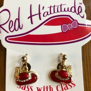 NWT Red Hat Pierced Fashion Dangle Earrings